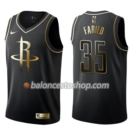 Camiseta Hombre NBA Houston Rockets Kenneth Faried 35 Nike Negro Golden Edition Swingman